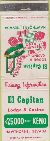 Matchbook Cover - El Capitan Casino Hawthorne NV