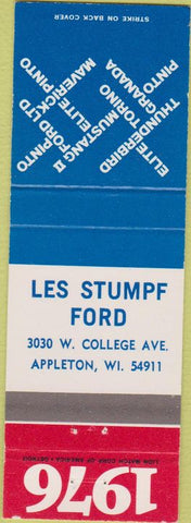 Matchbook Cover - 1976 Ford Les Stumpf Appleton WI