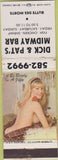 Matchbook Cover - Midway Bar Butte Des Morts pinup