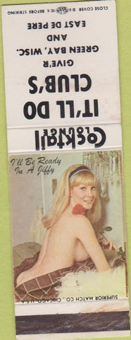 Matchbook Cover - It'll do Clubs Green Bay WI pinup East De Pere
