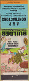 Matchbook Cover - A and P Contractors Plymouth IN WEAR hillbilly