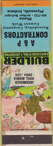 Matchbook Cover - A and P Contractors Plymouth IN WEAR hillbilly
