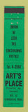 Matchbook Cover - Art's Place Kenduskeag ME 12 Strike