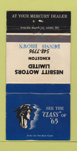 Matchbook Cover - 1965 Mercury Nesbitt Kingston ON 30 Strike