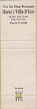 Matchbook Cover - Mario's Villa Borghese New York City