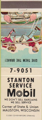 Matchbook Cover - Mobil Oil gas Mauston WI