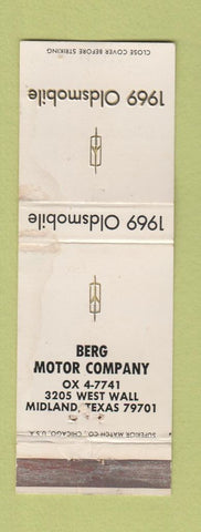 Matchbook Cover - 1969 Oldsmobile Berg Midland TX WORN