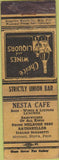 Matchbook Cover - Nesta Cafe Rathskeller NO TOWN