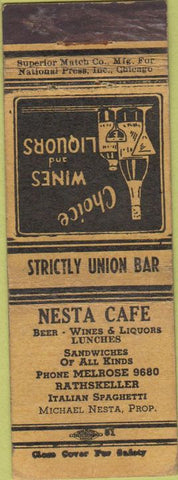 Matchbook Cover - Nesta Cafe Rathskeller NO TOWN