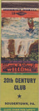 Matchbook Cover - 20th Century Club Soudertown PA