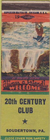 Matchbook Cover - 20th Century Club Soudertown PA