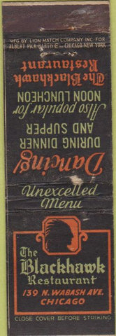 Matchbook Cover - Blackhawk Restaurant Chicago IL