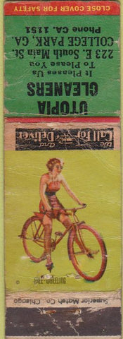 Matchbook Cover - Utopia Cleaners College Park GA pinup POOR