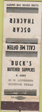 Matchbook Cover - Oscar Thacker Houston TX Butcher Supply