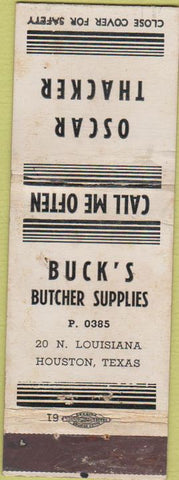 Matchbook Cover - Oscar Thacker Houston TX Butcher Supply