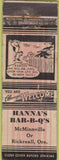 Matchbook Cover - Hanna's BBQ McMinnville Rickreal OR WEAR girlie