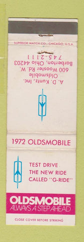 Matchbook Cover - 1972 Oldsmobile AD Kuntz Barberton OH WEAR