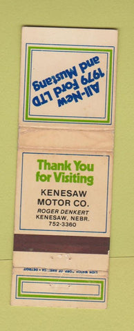 Matchbook Cover - 1979 Mustang Kenesaw Motors NE WEAR
