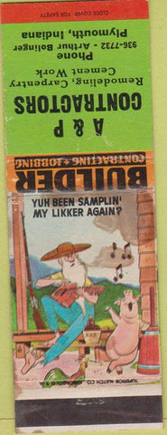 Matchbook Cover - A and P Contractors Plymouth IN WEAR hillbilly