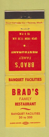 Matchbook Cover - Brad's Family Restaurant Tacoma Seattle Burien Everett WA