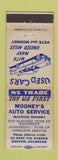 Matchbook Cover - Mooney's Auot Service Denver Colorado WEAR