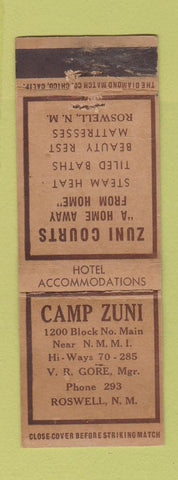 Matchbook Cover - Camp Zuni Roswell NM WEAR