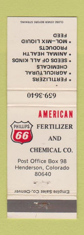 Matchbook Cover - Phillips 66 oil gas Fertilizer Chemical Henderson Colorado
