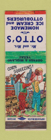 Matchbook Cover - Otto's Hamburgers Odessa Midland TX hillbilly