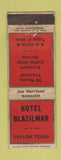 Matchbook Cover - Hotel Blazilmar Taylor TX