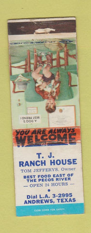 Matchbook Cover - TJ Ranch House Andrews TX WEAR