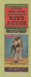 Matchbook Cover - Brady Cafe Brady NE low phone # Schnauzer Dog WORN