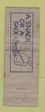 Matchbook Cover - Brady Cafe Brady NE low phone # Schnauzer Dog WORN