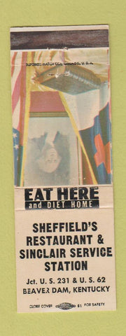 Matchbook Cover - Sheffield's Restaurant Sinclair oil gas Beaver Dam KY
