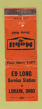 Matchbook Cover - Ed Long Mobil oil gas Socony Lorain OH WEAR
