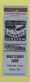 Matchbook Cover - Mike's Body Shop Indianola IA low phone # WORN BLUE