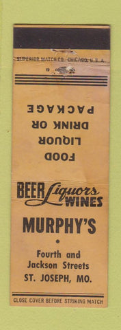 Matchbook Cover - Murphy's Restaurant St Joseph MO WEAR