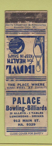 Matchbook Cover - Palace Bowling Billiards POOR