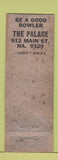 Matchbook Cover - Palace Bowling Billiards POOR