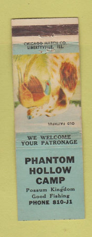 Matchbook Cover - Phanton Hollow Camp Possum Kingdom TX WEAR