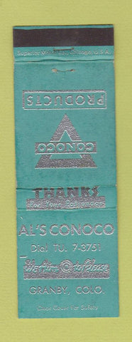 Matchbook Cover - Al's Conoco oil gas Granby Colorado WEAR