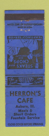 Matchbook Cover - Herron's Cafe Auburn IL WEAR