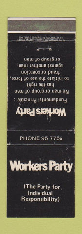 Matchbook Cover - Workers Party Australia Political