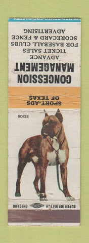 Matchbook Cover - Concession Management Baseball Clubs TX Boxer WEAR