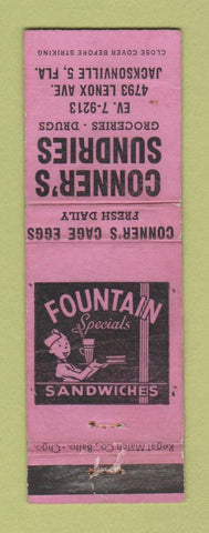 Matchbook Cover - Conner's Sundries Jacksonville FL WORN