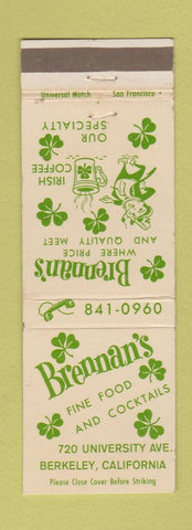 Matchbook Cover - Brennan's Restaurant Berkeley CA Irish
