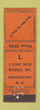 Matchbook Cover - Lyons Iron Works Manchester NH