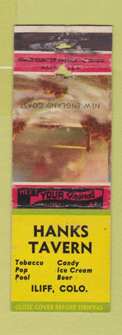 Matchbook Cover - Hanks Tavern Iliff Colorado WORN billiards