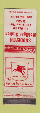 Matchbook Cover - Sudderth Mobil oil gas Goshen CA