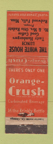 Matchbook Cover - The White House Redwood Falls MN Orange Crush Soda WEAR