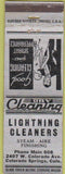 Matchbook Cover - Lightning Cleaners Colorado Springs CO